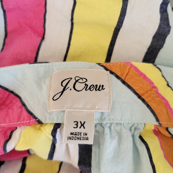 J. Crew Square Neck Seersucker Blouse Candy Striped Rainbow Women Plus 3X - Picture 10 of 11